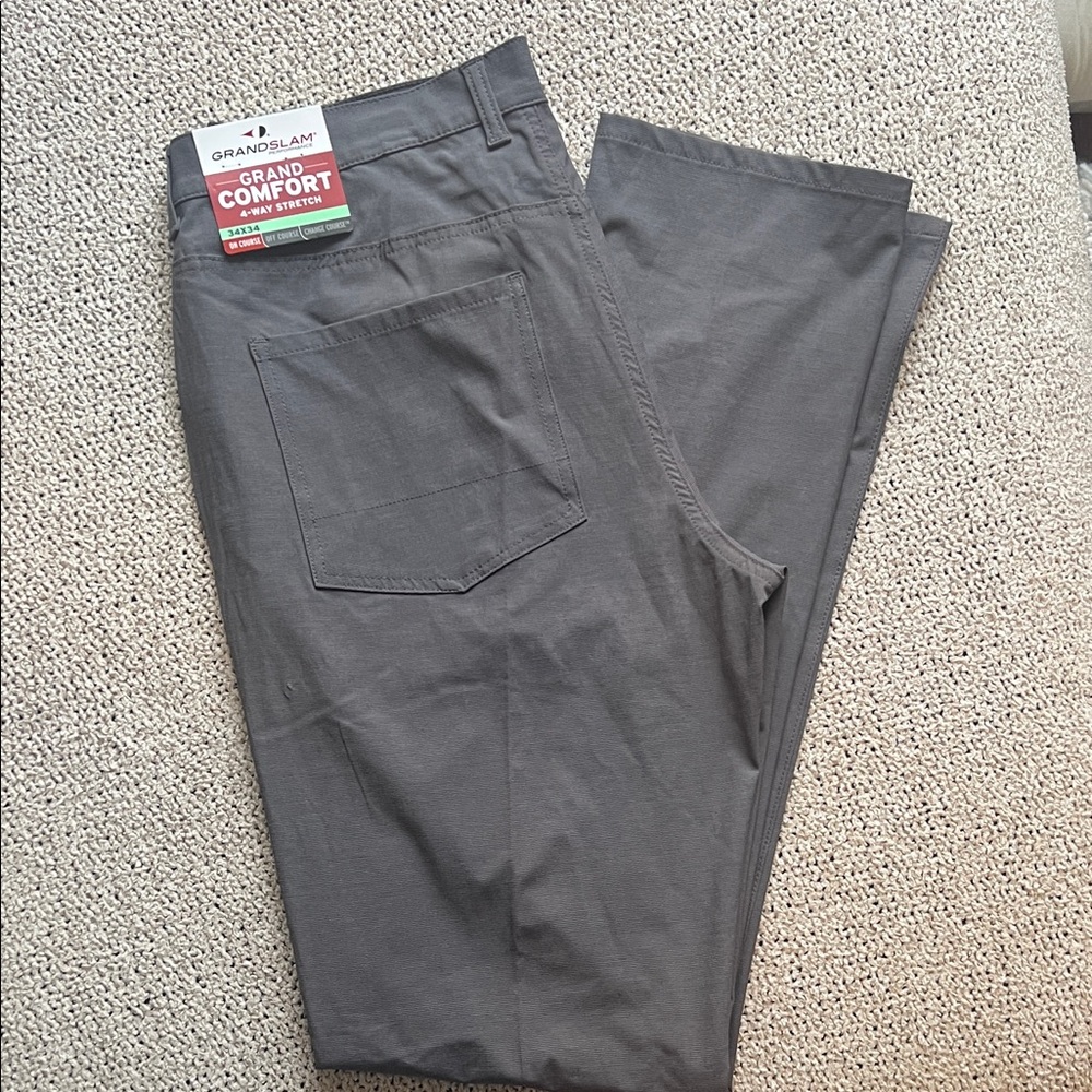 Grand Slam Men's Charcoal Gray Stretch performance pants. 34x34.